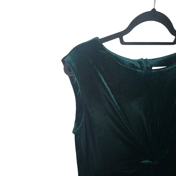 Danny & Nicole Velvet Women's Hunter Green Short Sleeve Midi Fit + Flare Dress S - Picture 2 of 12